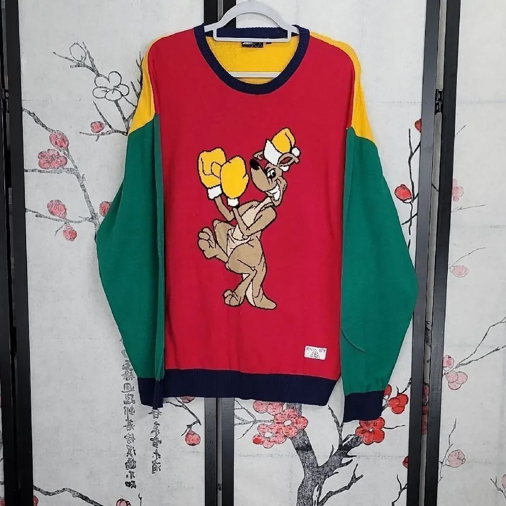 JNCO Nwt Boxing Kangaroo Ugly Christmas Colorblock Sweater Men's S Y2K Grunge